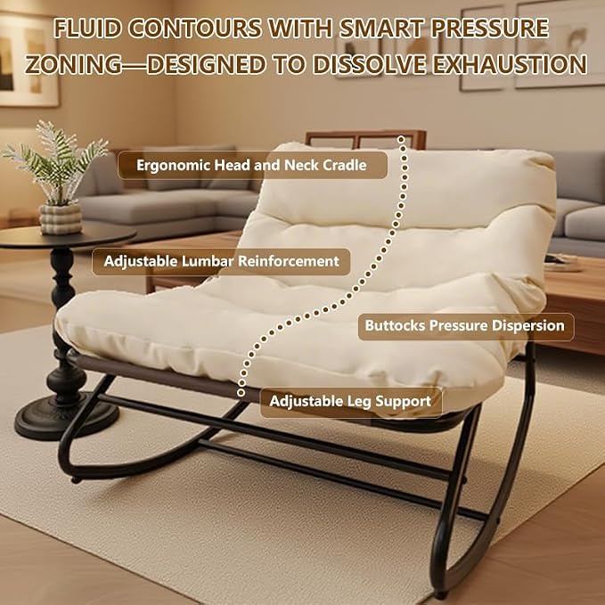 Patio Outdoor Rocking Chair, Oversized Papasan Rocking Chair - Image 5