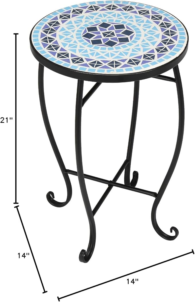 VINGLI Mosaic Accent Table, End Table, Plant Stand Decor - Image 3
