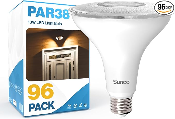 Sunco 96 Pack Outdoor LED Flood Home Patio Driveway Light, Waterproof PAR38 LED by SuncoLighting