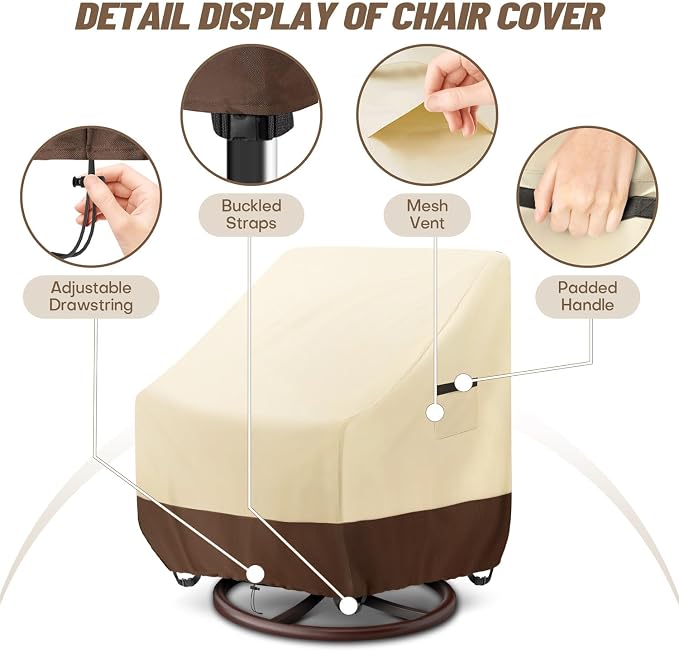 Outdoor Swivel Lounge Chair Cover, Waterproof Heavy Duty Patio Chair Cover - Image 4