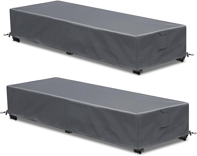 Waterproof Patio Lounge Chair Cover 2 Pack Outdoor Chaise Lounge Covers 600D by GoldenRaindrop