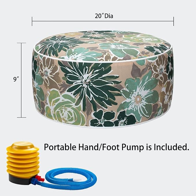 Magpie Fabrics Inflatable Stool Ottoman Pouf D20 xH9, Outdoor Round Footrest - Image 3