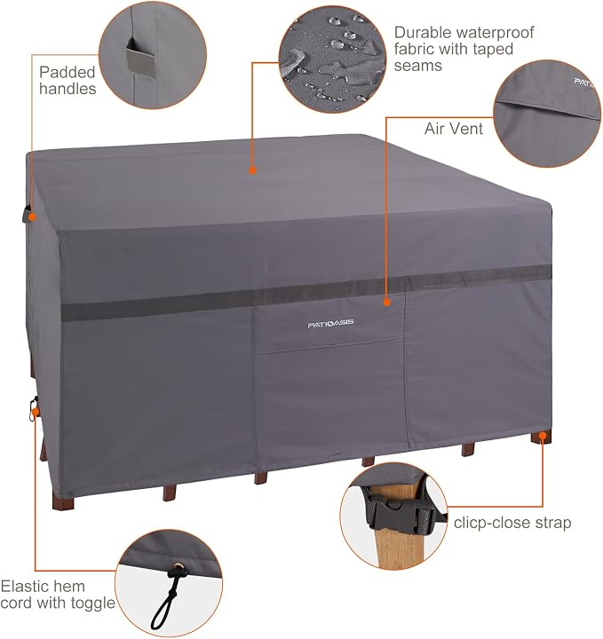 Waterproof Square Patio Table and Chair Covers 48''L x 48''W x 29''H 600D Heavy - Image 4