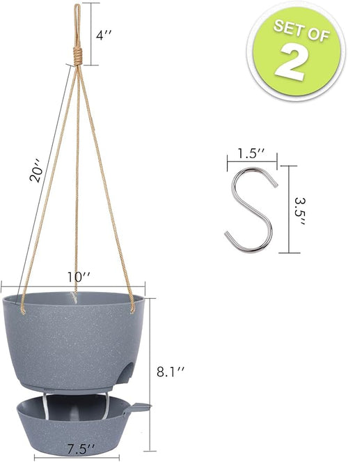 10 Inch Self Watering Hanging Pots, 2 Pack Hanging Planters - Image 2