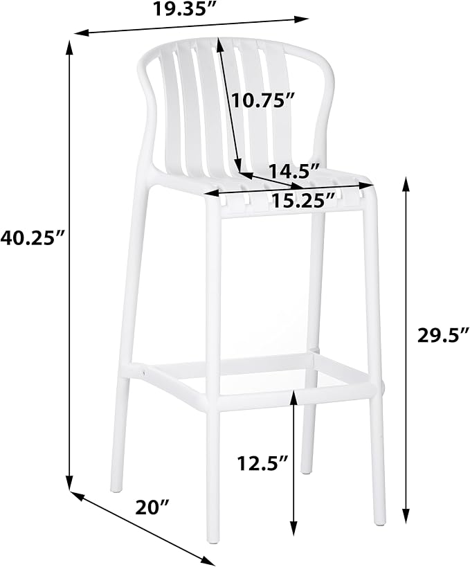 Christopher Knight Home Lenno Outdoor Plastic Bar Stools Set of 2, Patio Bar - Image 2