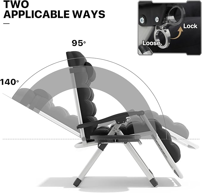 MoNiBloom Reinforced Zero Gravity Chair, Folding Pool Beach Lounger, Portable - Image 8