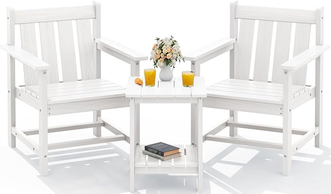 SEWRWALL Patio Furniture Set, HDPE Material All Weather Use Adirondack Chair Set - Image 2