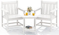 SEWRWALL 3 Pieces Patio Bistro Set, All Weather Adirondack Chair Set by SERWALL