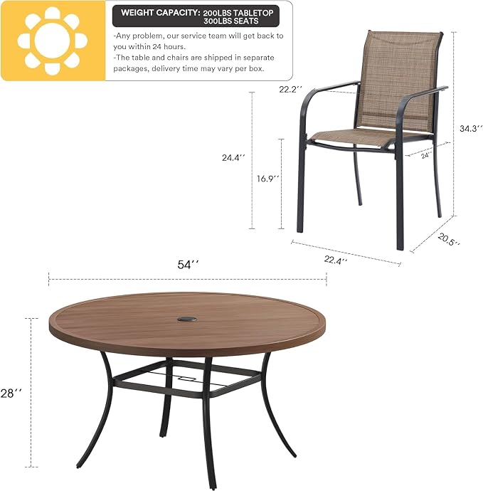 VICLLAX Patio Dining Set for 8, Outdoor Furniture Set Includes 53" Round Patio - Image 2
