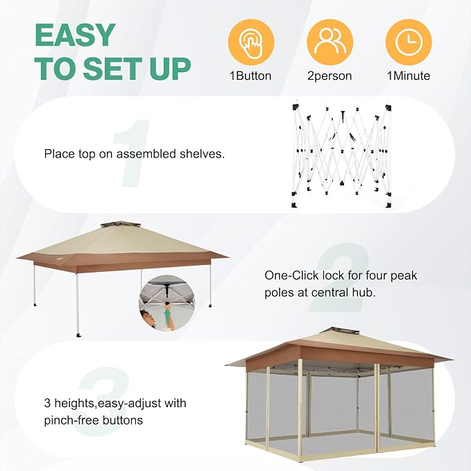 C0BIZI Gazebo 10x15 Pop up Canopy, Gazebos on Clearance-Canopy Tent - Image 8