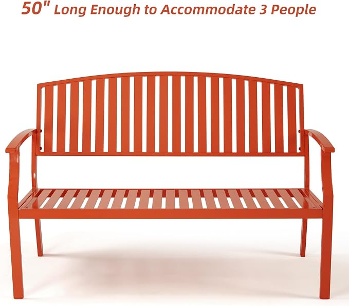 Outdoor Bench Weatherproof Aluminum Patio Garden Bench, Patio Loveseat - Image 5