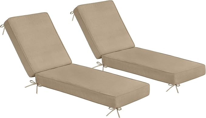 Sundale Outdoor Olefin Chaise Lounge Cushion Set of 2, Water-Resistant Patio by SundaleOutdoor