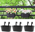 3 Pack Metal Railing Planters, 10.5" Oval Hanging Flower Pots by MeltsetM