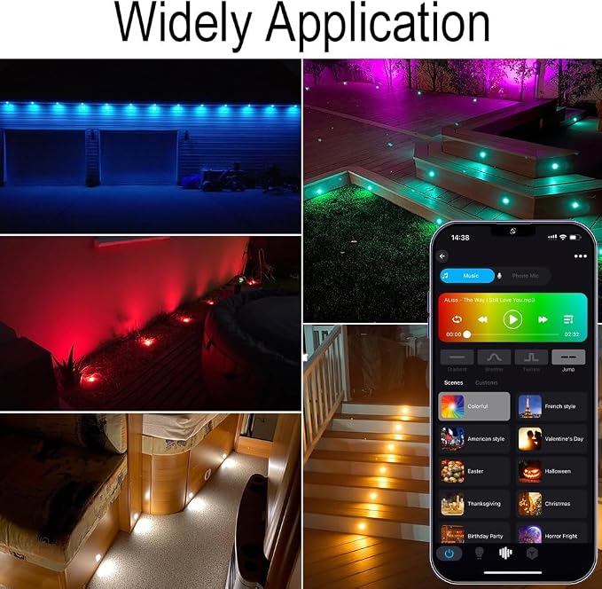Low Voltage LED Deck Lights, 30 Pack 1.22" Smart WiFi RGBW 3000K Recessed Step - Image 9