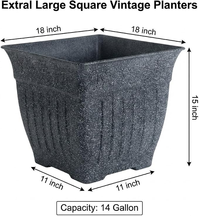18'' Large Square Planter for Plants - Image 2