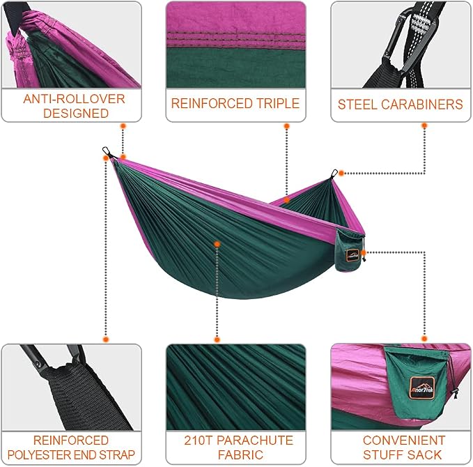 Camping Hammock, Super Lightweight Portable Parachute Hammock - Image 2
