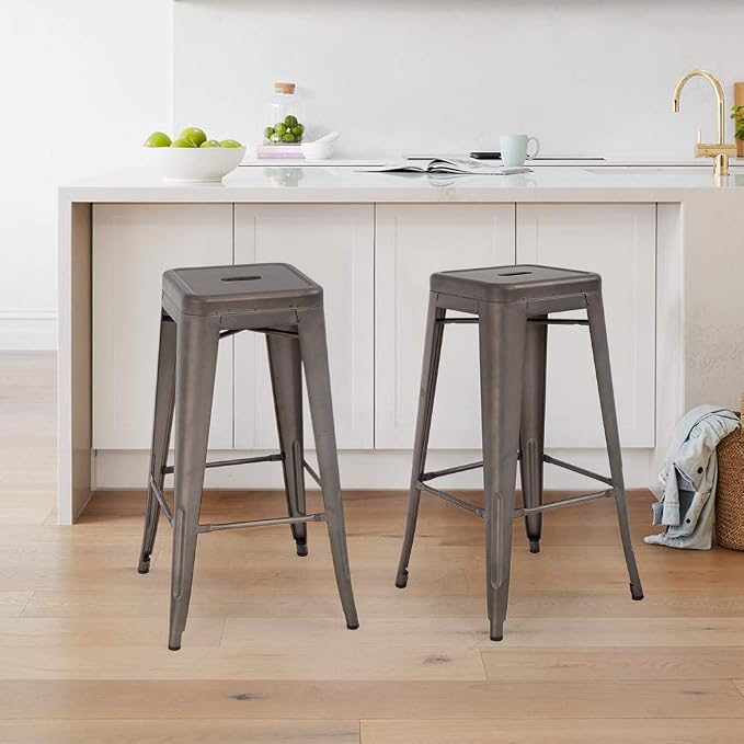 FDW Metal Bar Stools Set of 4 Counter Height Bar Stool 30 Barstools Industrial - Image 6