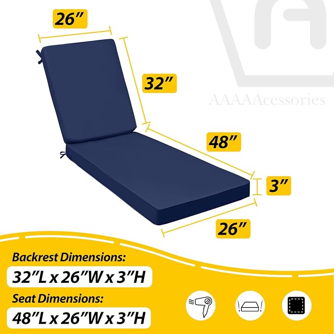 AAAAAcessories Outdoor Chaise Lounge Cushions, Waterproof Patio Furniture - Image 5