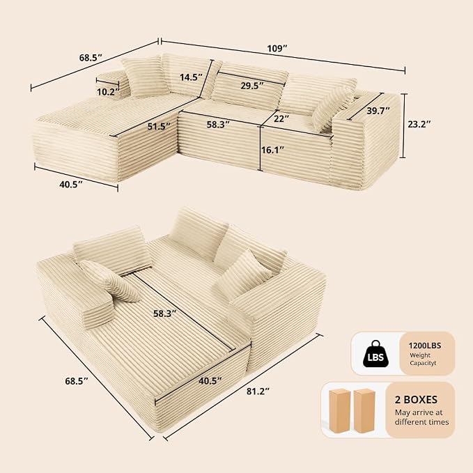 COMHOMA 105”Modular Sectional Sofa - Image 2
