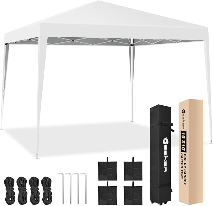 Yesker 10x10 Pop Up Canopy Tent UPF 50+ Waterproof Outdoor Canopy Portable by YESKER