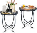 Round Side Table Set of 2, Metal Patio Side Tables End Tables, Weather by Plant+Castle