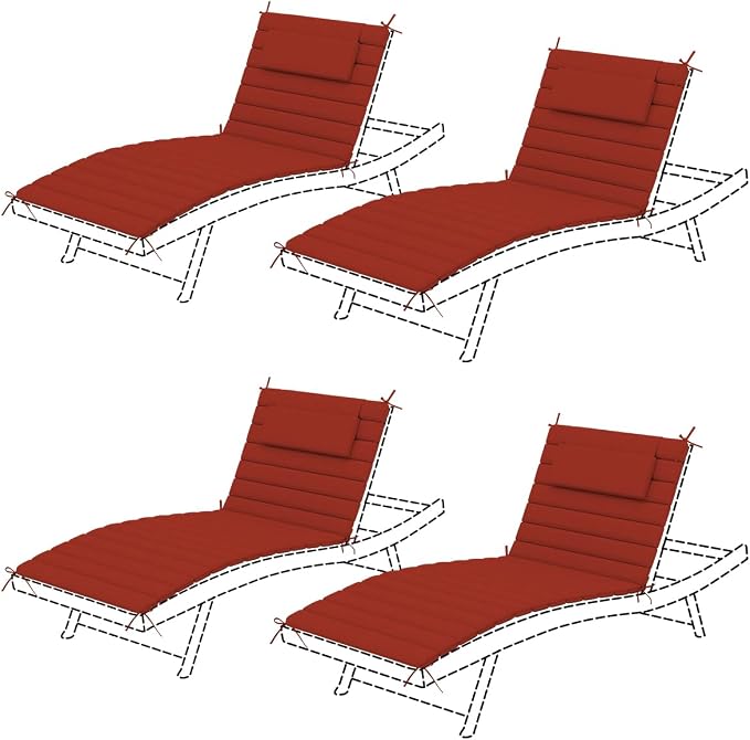 Sundale Outdoor Olefin Quilted Lounge Cushion Set of 4, Patio Foldable Chaise by SundaleOutdoor