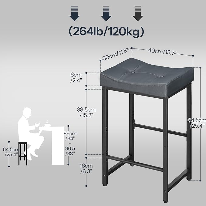 HOOBRO Barstools, 25.4" Saddle Stools - Image 3