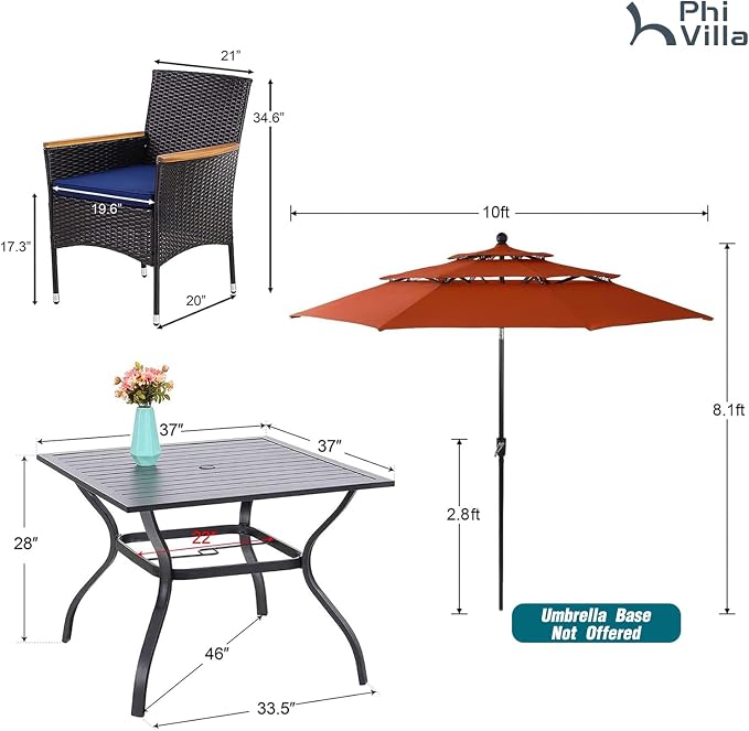 PHI VILLA 5 pcs Patio Dining Set - Image 8