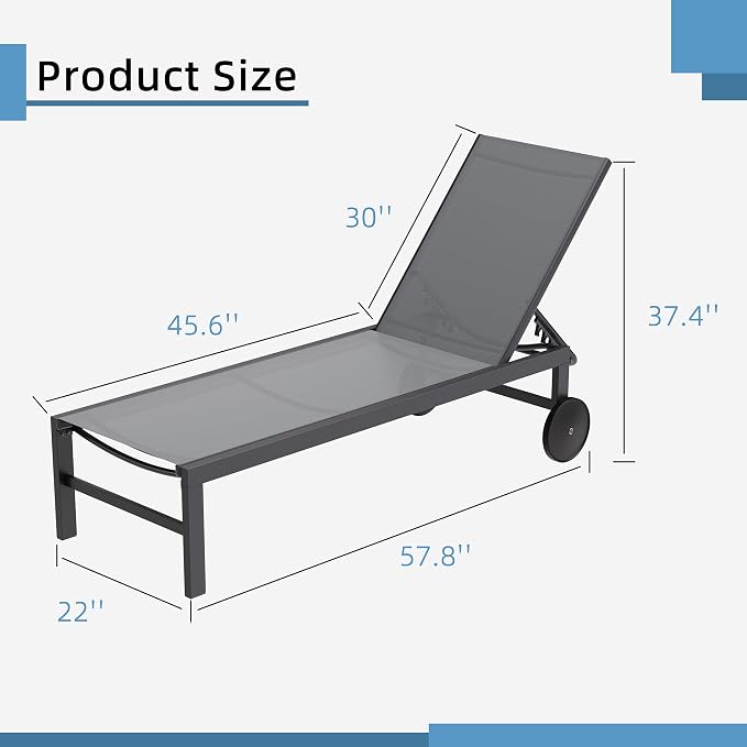 Shintenchi 2 PCS Outdoor Chaise Lounges Chair - Image 3
