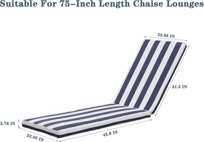 Only choice Outdoor Lounge Chair Cushions Patio Chaise Lounge Replacement - Image 5