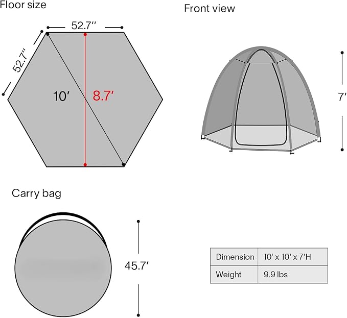 Alvantor® Screen House Gazebo, Pop Up Igloo Screened Canopy Tent - Image 2