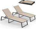 Aluminum Chaise Lounge Outdoor Set of 2, Foldable & No Assembly Patio Pool by Oasbira