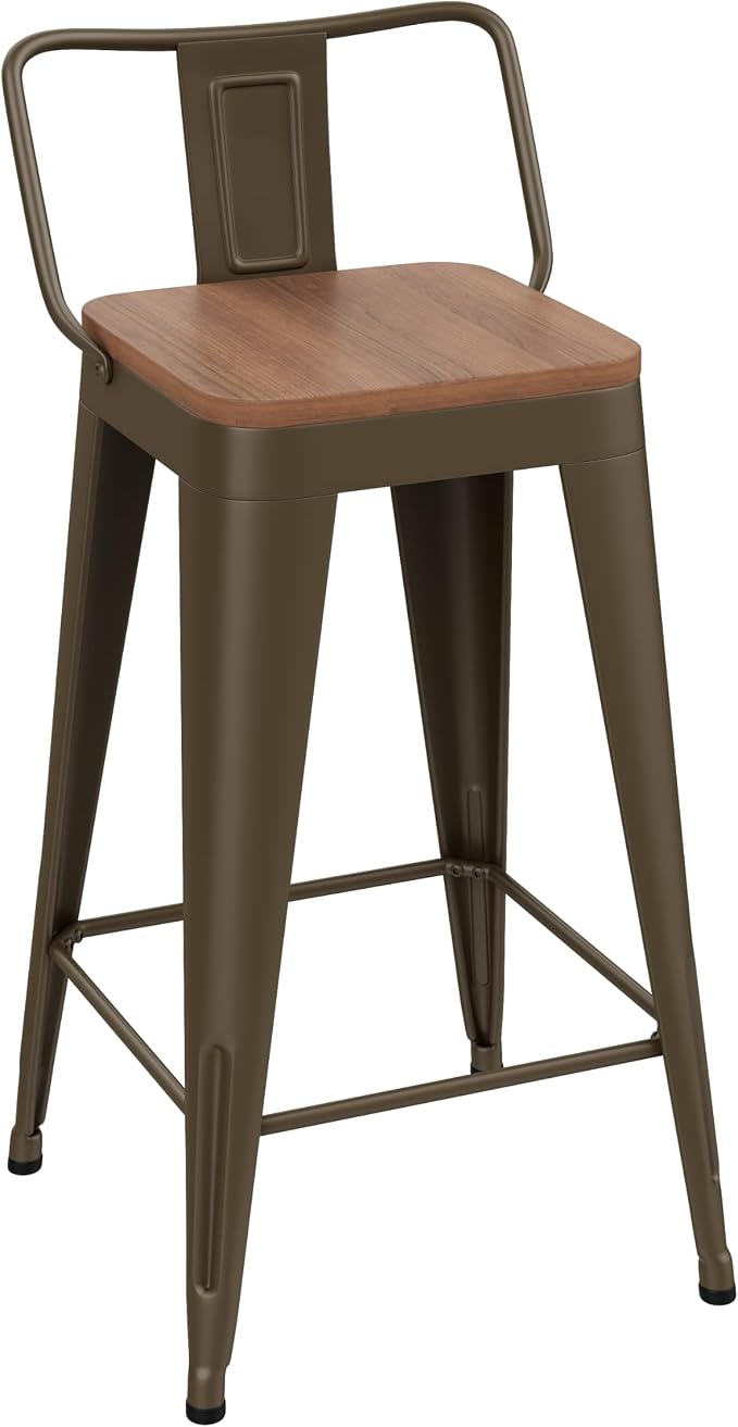 Bar Stools Set of 2 Metal Bar Stool Counter Height Bar Stools 26" Rusty Modern - Image 4