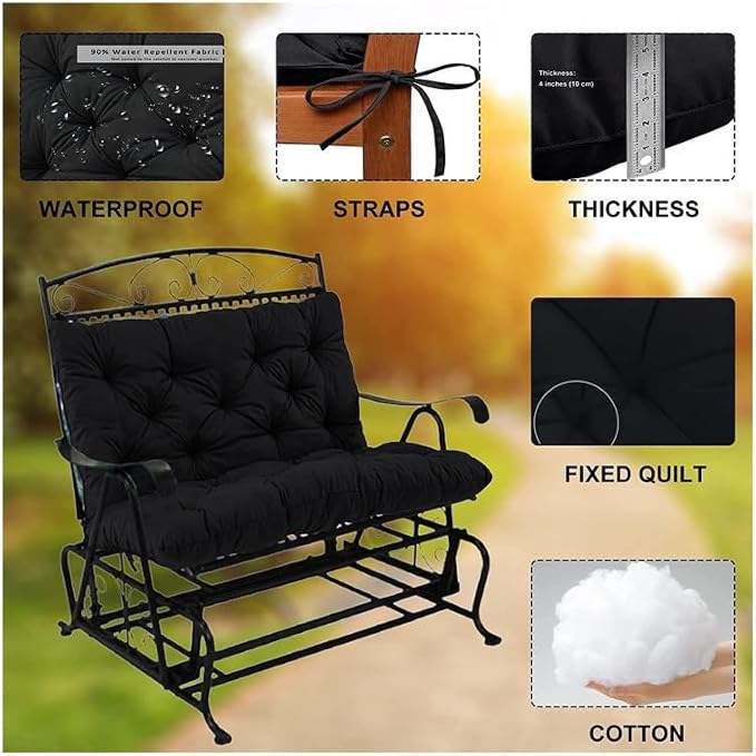 Swing Cushion Replacement Outdoor Porch Waterproof Bench Cushion 2-3 Seater - Image 2