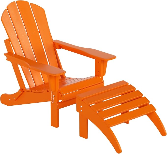 WO Home Furniture Adirondack Ottoman Outdoor Patio Footrest 13.5" Inch Folding - Image 10