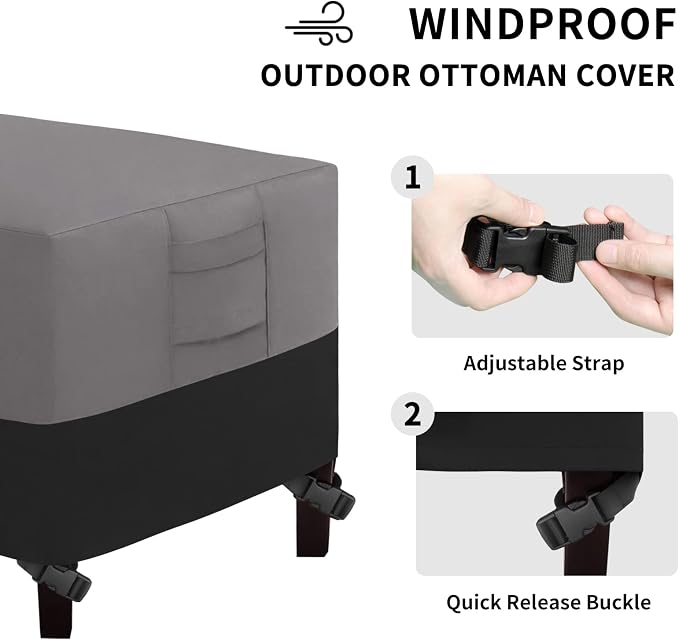 Easy-Going Outdoor Ottoman Cover, Waterproof Patio Ottoman Cover, Heavy Duty - Image 5