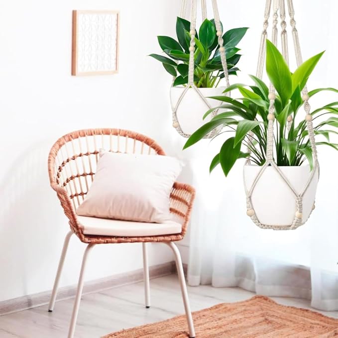 3 Pack Macrame Plant Hanger, Hanging Plant Holder, Boho Home Decor Hanging - Image 8