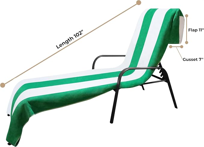 Superior Cabana Cotton Lounge Chair Cover, Outdoor Towel/Chaise Furniture Covers - Image 4
