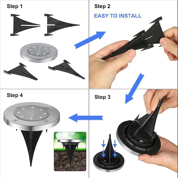 LYHOPE Solar Ground Lights Outdoor, 16 Pack 8 LED Solar Disk Lights Waterproof - Image 8