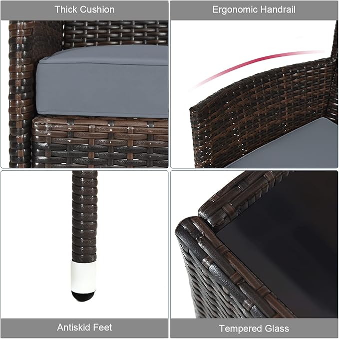 COSTWAY 8PCS Rattan Patio Furniture Set, Outdoor Wicker Rattan Chairs - Image 6