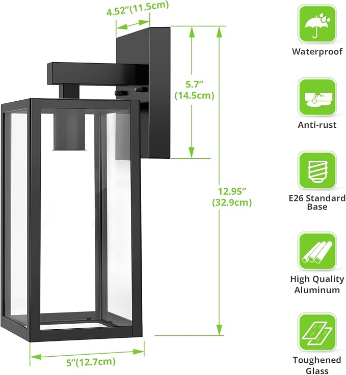 MAXvolador Outdoor Wall Sconce, Exterior Waterproof Wall Lantern Light Fixtures - Image 4