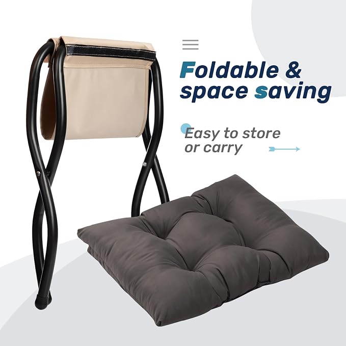 AbocoFur 15" Folding Footrest Stool, Accent Padded Sofa Foot Stool - Image 7