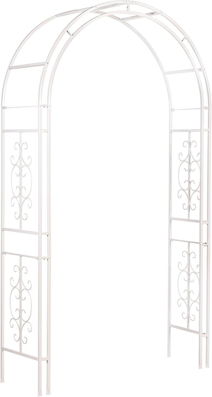 Plow & Hearth Arch Metal Outdoor Garden Arbor Montebello White, 7 Feet Tall - Image 2