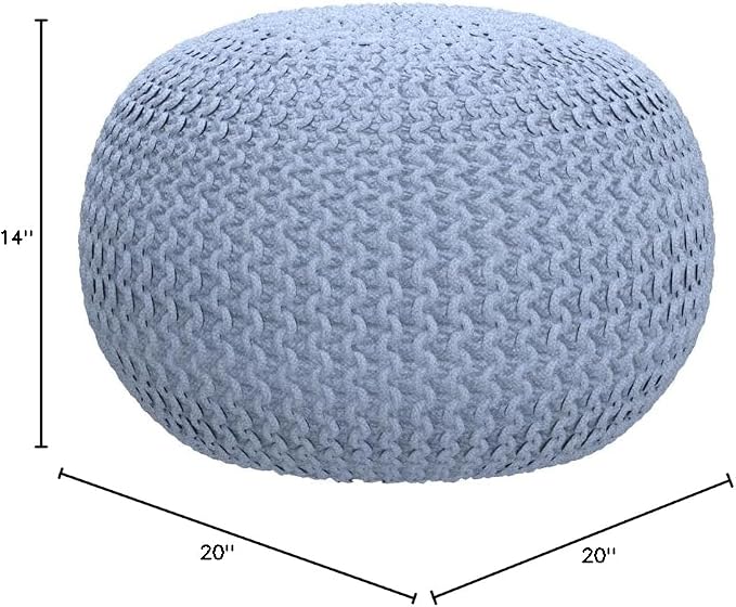 FRELISH DECOR Round Pouf Ottoman Hand Knitted 100% Cotton Pouf Foot Stool - Image 3