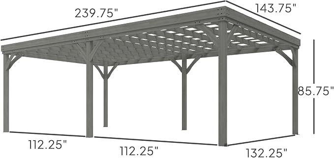 Outsunny 12' x 20' Outdoor Pergola, Wood Gazebo Grape Trellis - Image 7