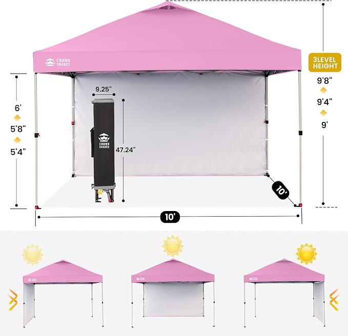CROWN SHADES Canopy Tent, 10 x 10 Foot Portable Pop Up Outdoor Shelter - Image 3