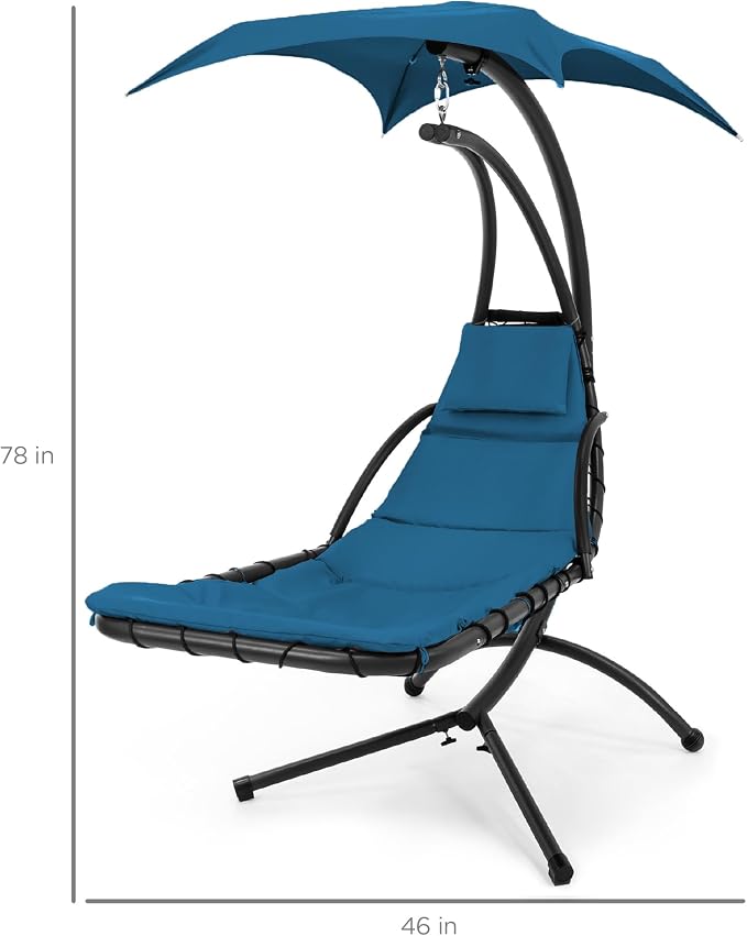 Best Choice Products Outdoor Hanging Curved Steel Chaise Lounge Chair Swing - Image 2