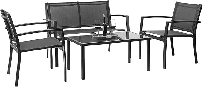 Devoko Outdoor Furniture Set 4 Piece Patio Conversation Sets Porch Furniture by DEVOKO