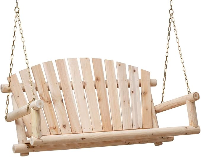 Wooden Porch Swing Outdoor Bench Swing Chair 2-Seater W/Hanging Chains by Anraja