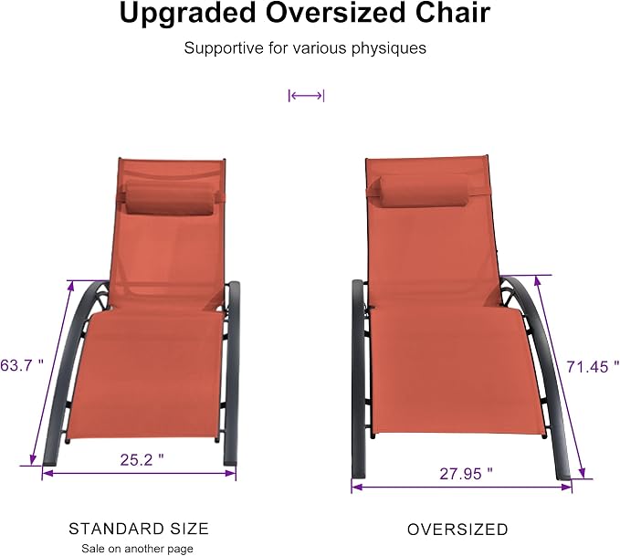 PURPLE LEAF Patio Oversized Chaise Lounge Chair Set - Image 2